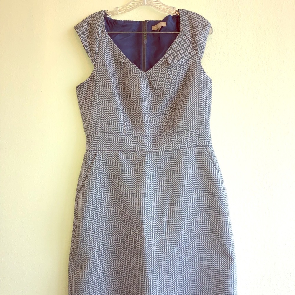 Banana Republic blue and white fitted sheath